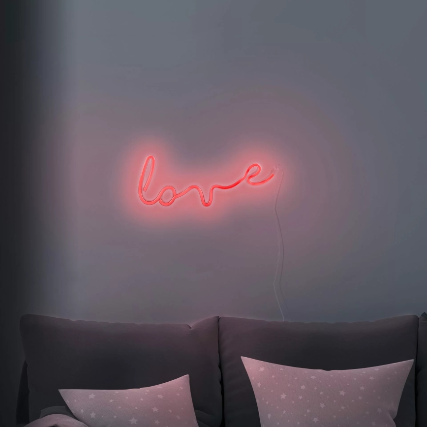 Επιτοίχιο Διακοσμητικό Φωτιστικό NeonLOVE LED/3W/3xAA κόκκινο