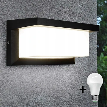 Επιτοίχιο Φωτιστικό εξωτερικού χώρου LED + λάμπα με αισθητήρα σούρουπουNEELY 1xE27/9W/230V IP54 μαύρο