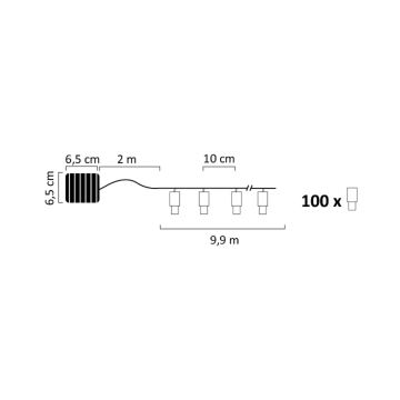 Ηλιακά λαμπάκια LED SHINE 100xLED/1,2V 11, 9 m IP44