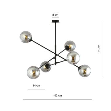 Κρεμαστό φωτιστικό LINEAR 6xE14/10W/230V μαύρο/γκρι