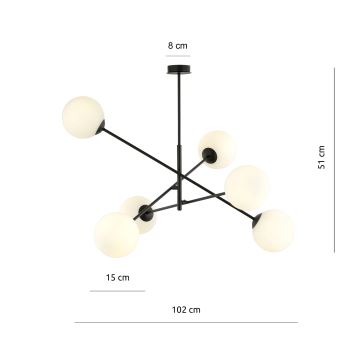 Κρεμαστό φωτιστικό LINEAR 6xE14/10W/230V μαύρο/λευκό