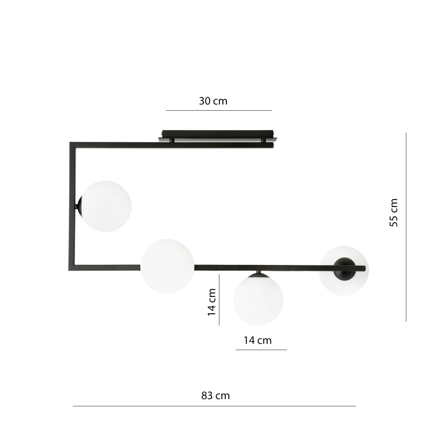 Κρεμαστό φωτιστικό SOMA 4xE14/10W/230V μαύρο/λευκό