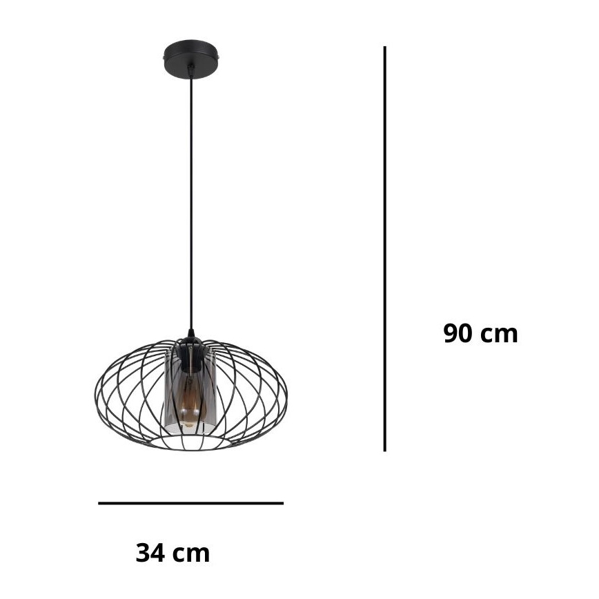 Κρεμαστό φωτιστικό οροφής CORRINI 1xE27/60W/230V διάμετρος 34 cm μαύρο/γκρι