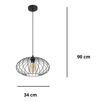 Κρεμαστό φωτιστικό οροφής  CORRINI 1xE27/60W/230V διάμετρος 34 cm μαύρο/διαφανές