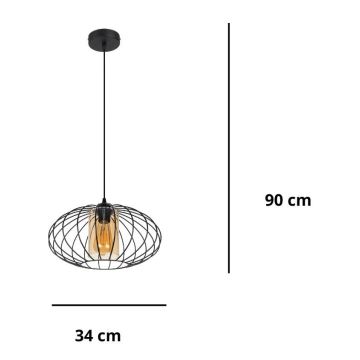 Κρεμαστό φωτιστικό οροφής  CORRINI 1xE27/60W/230V διάμετρος 34 cm μαύρο/μπεζ