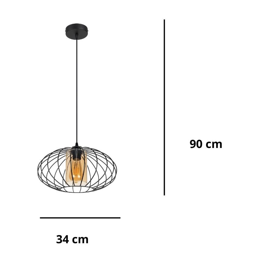 Κρεμαστό φωτιστικό οροφής  CORRINI 1xE27/60W/230V διάμετρος 34 cm μαύρο/μπεζ