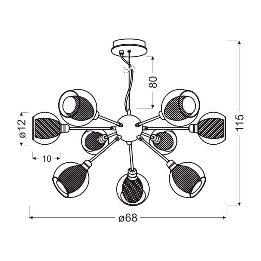 Κρεμαστό φωτιστικό οροφής DIXI 9xE14/40W/230V