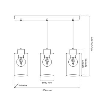 Κρεμαστό φωτιστικό οροφής MADERA 3xE27/60W/230V λευκό/ξύλο