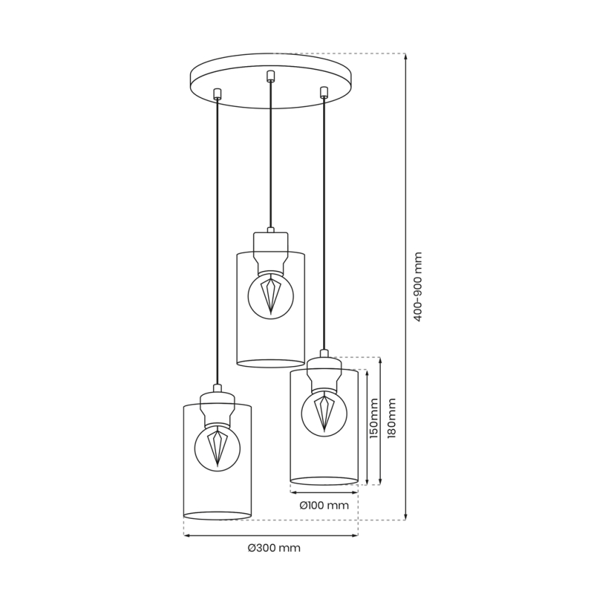 Κρεμαστό φωτιστικό οροφής MADERA 3xE27/60W/230V λευκό/ξύλο