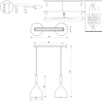 Κρεμαστό φωτιστικό οροφής NOAK WOOD 2xE27/60W/230V