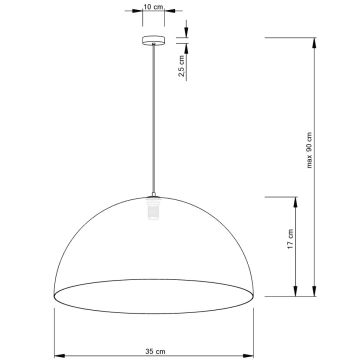 Κρεμαστό φωτιστικό οροφής SFERA 1xE27/60W/230V διάμετρος 35 cm λευκό/χρυσαφί