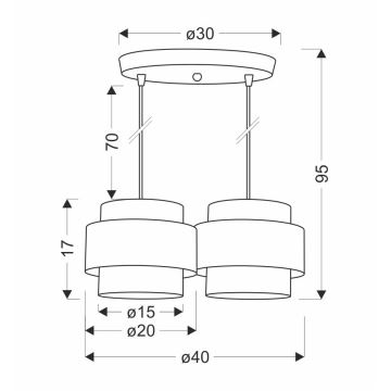 Κρεμαστό φωτιστικό οροφής δίφωτο JUTA 2xE27/40W/230V καφέ/λευκό