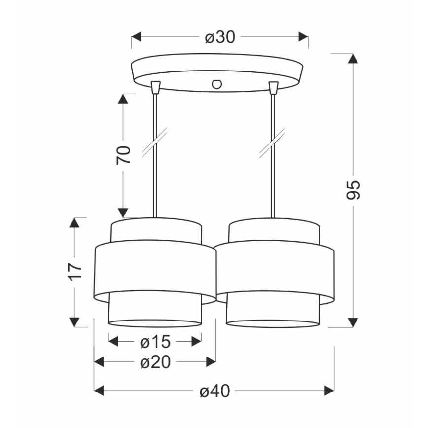 Κρεμαστό φωτιστικό οροφής δίφωτο JUTA 2xE27/40W/230V καφέ/λευκό