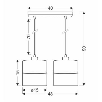 Κρεμαστό φωτιστικό οροφής ράγα ASSAM 2xE27/60W/230V μαύρο/χρυσό