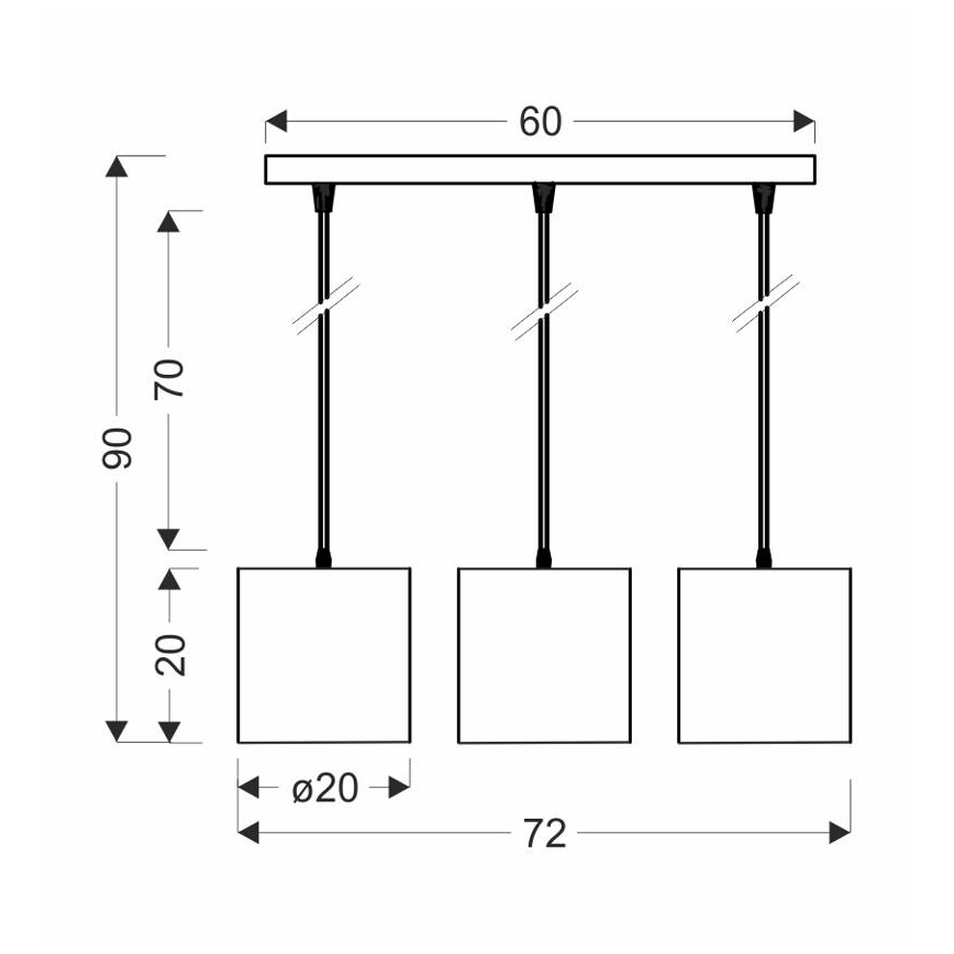 Κρεμαστό φωτιστικό οροφής ράγα ATLANTA 3xE27/40W/230V λευκό