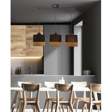 Κρεμαστό φωτιστικό οροφής ράγα PORTO 3xE27/60W/230V μαύρο/καφέ