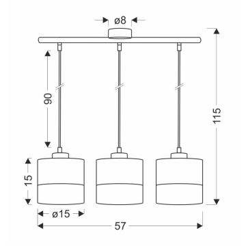 Κρεμαστό φωτιστικό οροφής ράγα PORTO 3xE27/60W/230V μαύρο/καφέ