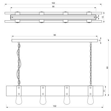 Κρεμαστό φωτιστικό οροφής ράγα SODER 4xE27/60W/230V