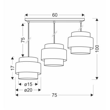 Κρεμαστό φωτιστικό οροφής ράγα TWIN 3xE27/40W/230V καφέ/μαύρο