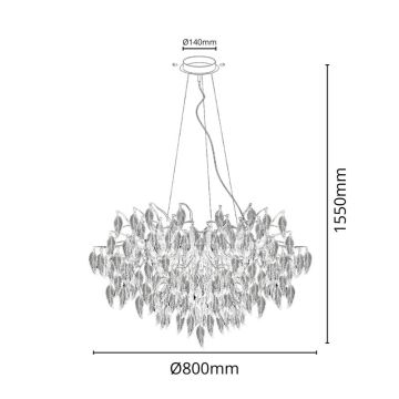 Κρυστάλλινη πλαφονιέρα οροφής 12xG9/40W/230V μαύρο