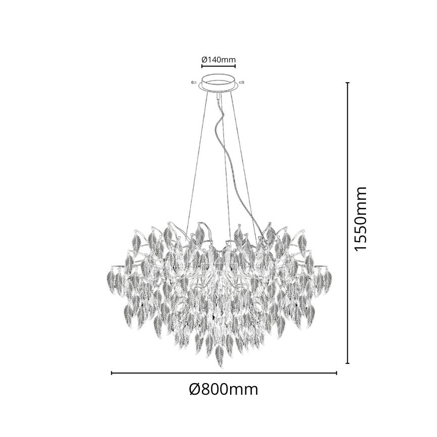 Κρυστάλλινη πλαφονιέρα οροφής 12xG9/40W/230V μαύρο