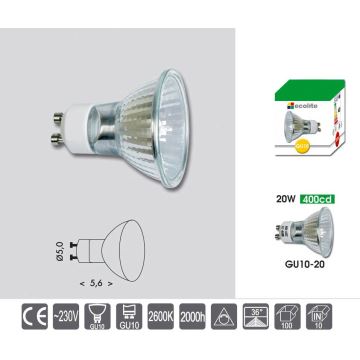 Λάμπα ντιμαριζόμενη Heavy Duty GU10/20W/230V 2600K - Ecolite