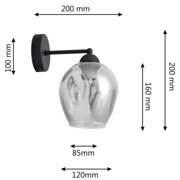 Λάμπα τοίχου LILI 1xE27/15W/230V μαύρο/γκρι