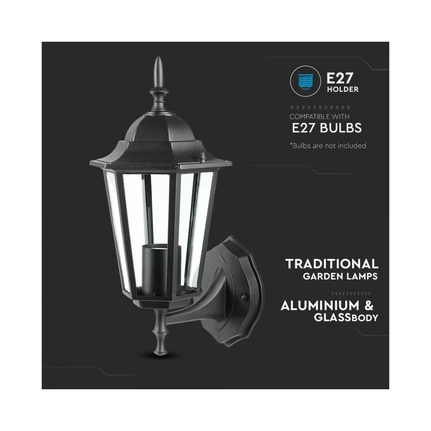 Λάμπα τοίχου εξωτερικού χώρου 1xE27/40W/230V IP44 μαύρο