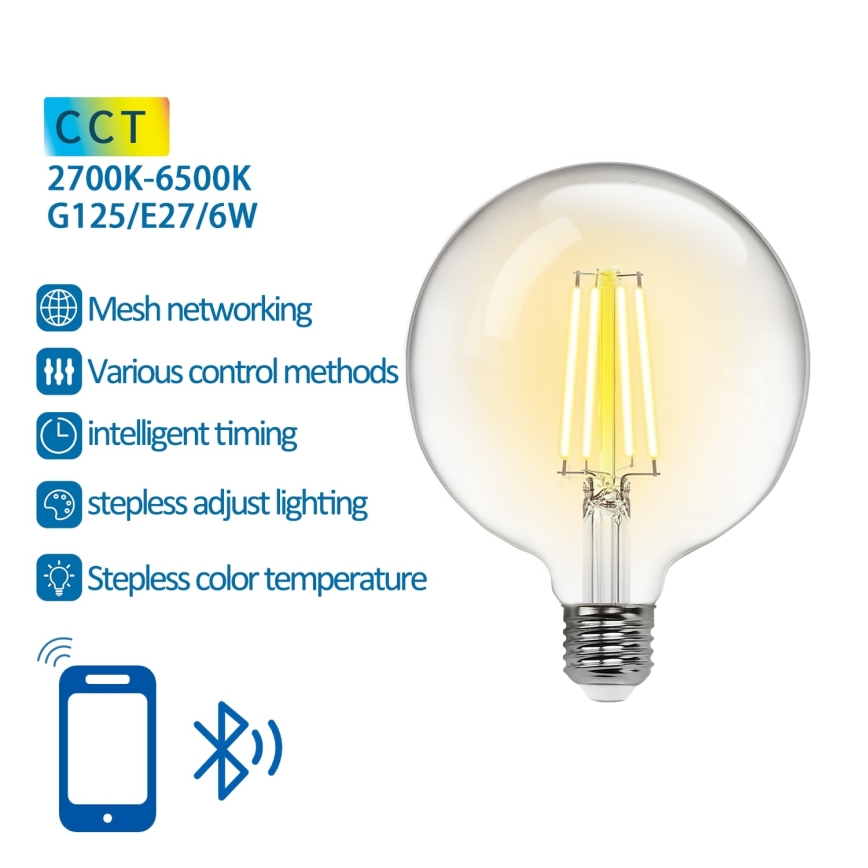 Λαμπτήρας LED FILAMENT G125 E27/6W/230V 2700-6500K - Aigostar