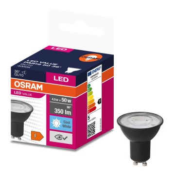 Λαμπτήρας LED VALUE PAR16 GU10/4,5W/230V 6500K 36° μαύρο - Ledvance