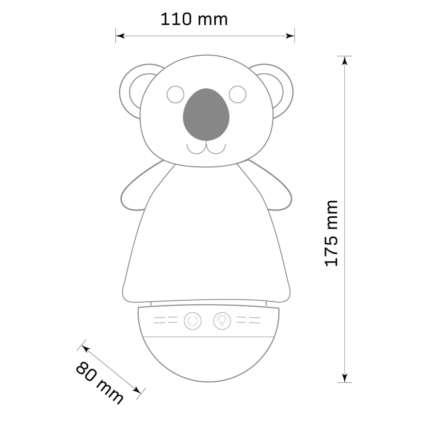 Λούτρινο παιχίδι με φως και μελωδία  LED RGB 3xAAA/5V κοάλα