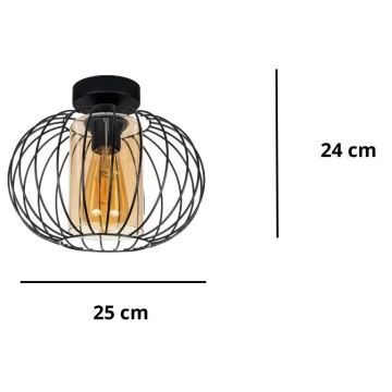 Πλαφονιέρα οροφής CORRINI 1xE27/60W/230V διάμετρος 25 cm μαύρο/μπεζ