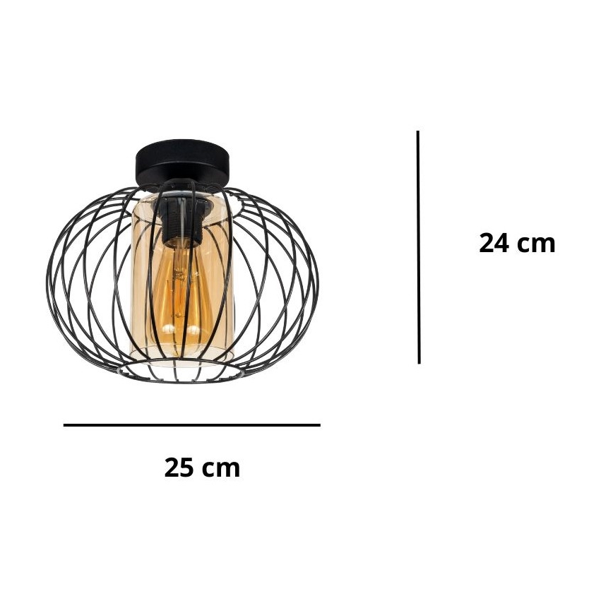 Πλαφονιέρα οροφής CORRINI 1xE27/60W/230V διάμετρος 25 cm μαύρο/μπεζ