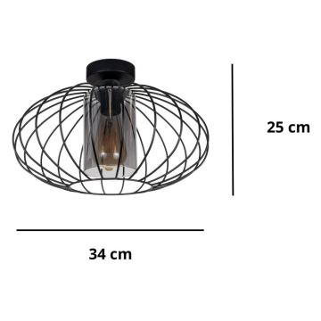 Πλαφονιέρα οροφής CORRINI 1xE27/60W/230V διάμετρος 34 cm μαύρο/γκρι