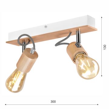 Πλαφονιέρα οροφής GUSTAVO 2xE27/60W/230V οξιά - FSC πιστοποιημένο