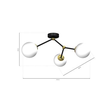 Πλαφονιέρα οροφής πολύφωτο JOY 3xE14/40W/230V μαύρο/χρυσό