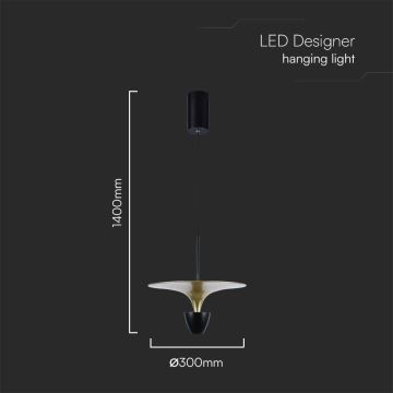 Πολύφωτο LED με συρματόσχοινο LED/9W/230V 4000K μαύρο/χρυσαφί