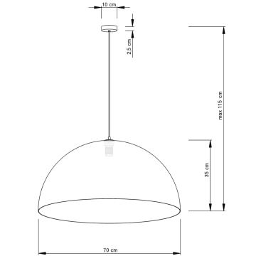 Πολύφωτο με συρματόσχοινο SFERA 1xE27/60W/230V διάμετρος 70 cm χρυσαφί/μαύρο