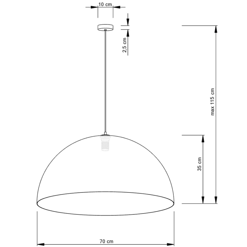 Πολύφωτο με συρματόσχοινο SFERA 1xE27/60W/230V διάμετρος 70 cm χρυσαφί/μαύρο