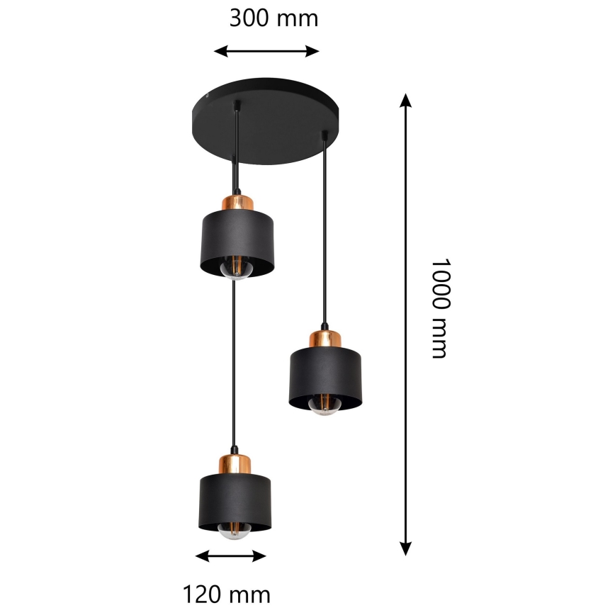 Πολύφωτο σε σχοινί EDISON 3xE27/60W/230V