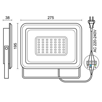 Προβολέας εξωτερικού χώρου LED LED/100W/230V 4000K IP65 μαύρο