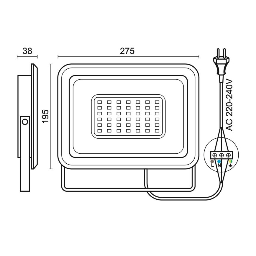 Προβολέας εξωτερικού χώρου LED LED/100W/230V 4000K IP65 μαύρο