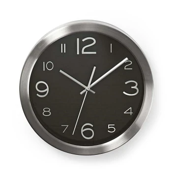 Ρολόι τοίχου 1xAA/1,5V ανοξείδωτο ατσάλι 30 cm μαύρο