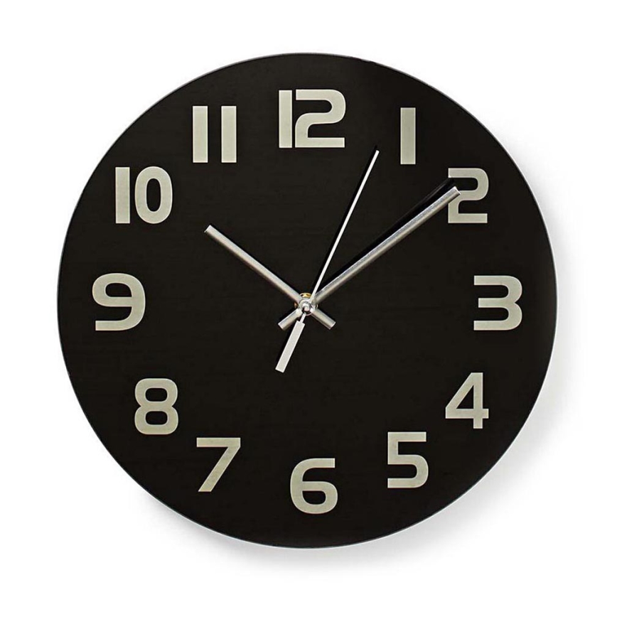 Ρολόι τοίχου 1xAA/1,5V γυαλί 30 cm μαύρο