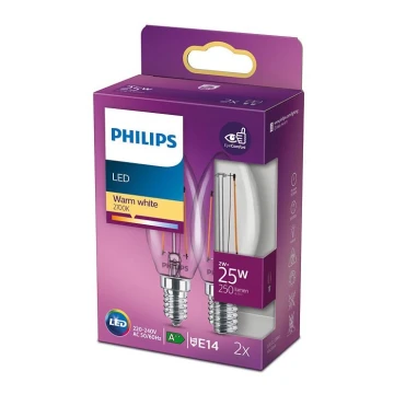 ΣΕΤ 2x LED Λαμπτήρες VINTAGE Philips E14/2W/230V 2700K