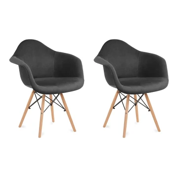 ΣΕΤ 2x Καρέκλα τραπεζαρίας NEREA 80x60,5 cm γκρι/οξιά