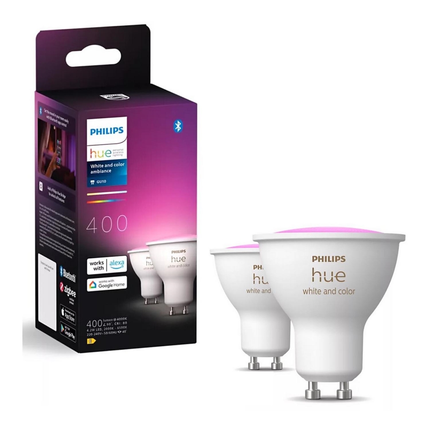 ΣΕΤ 2x Λάμπα LED RGBW Dimmable Philips Hue White And Color Ambiance GU10/4,2W/230V 2000-6500K