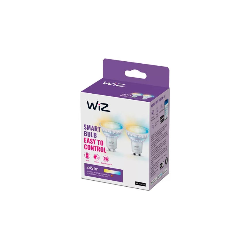 ΣΕΤ 2x Λαμπτήρας Dimming LED PAR16 GU10/4,7W/230V 2700-6500K CRI 90 Wi-Fi - WiZ