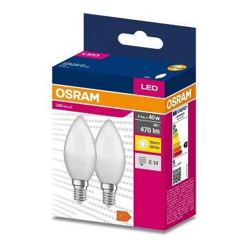 ΣΕΤ 2x Λαμπτήρας LED B35 E14/4,9W/230V 3000K - Osram