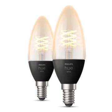 ΣΕΤ 2x λαμπτήρες LED Dimmable Philips Hue WHITE FILAMENT E14/4,5W/230V 2100K